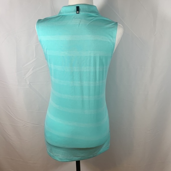 Puma Golf Pounce Blue & White Striped Sleeve Polo Tank Top - Picture 5 of 10